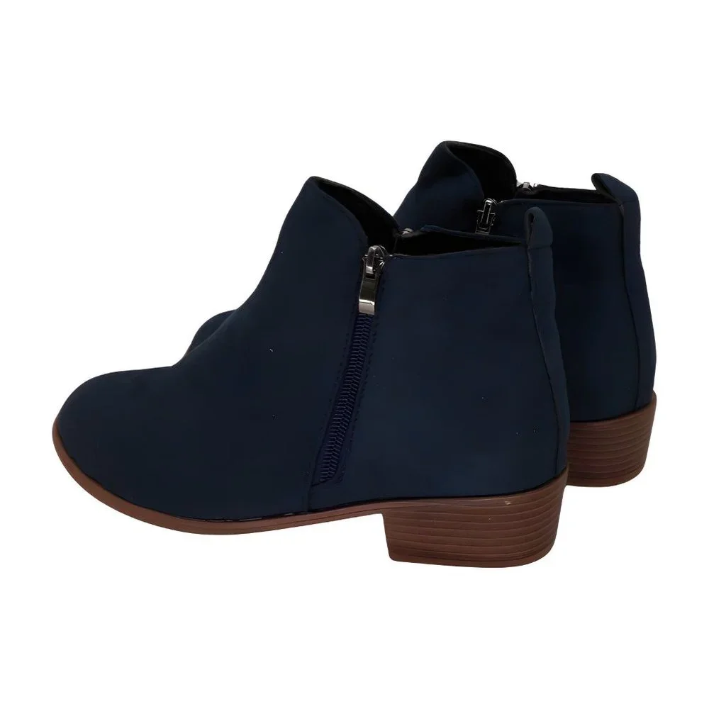R.Z. Blue Matte Leather Bootie Womens Shoes, Blue, Size 9 - Picture 3 of 5